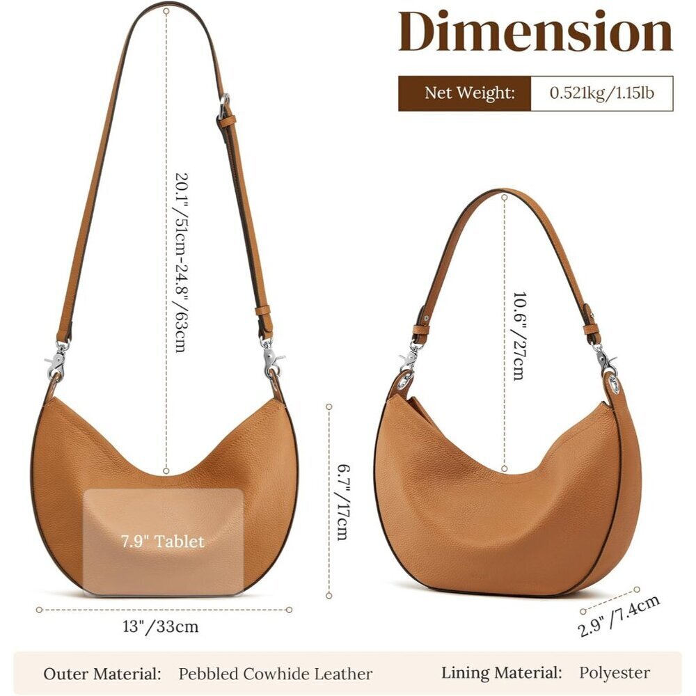 Leather Shoulder Bag Women Crossbody Purse Handbag Elegant Multi-Use - Picture 4 of 7